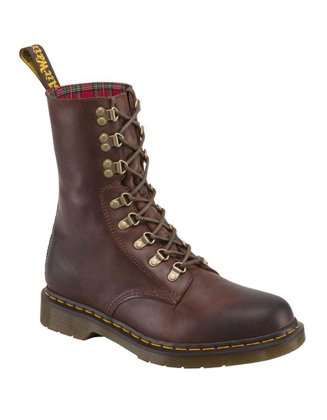 dr martens wallis leather boots  brown  men dark brown lyst