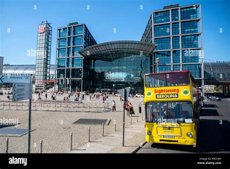berlin train station  tourist bus stock photo alamy