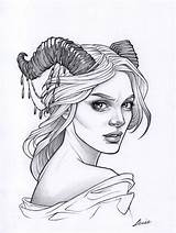 Drawing Horns Pencil Girl Succubus Drawings Tattoo Dark Draw Face Copy Lexie Sketches Designs Reich Tattoosketches Site Choose Board sketch template