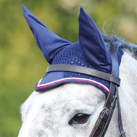 shires equestrian deluxe fly veil navy red