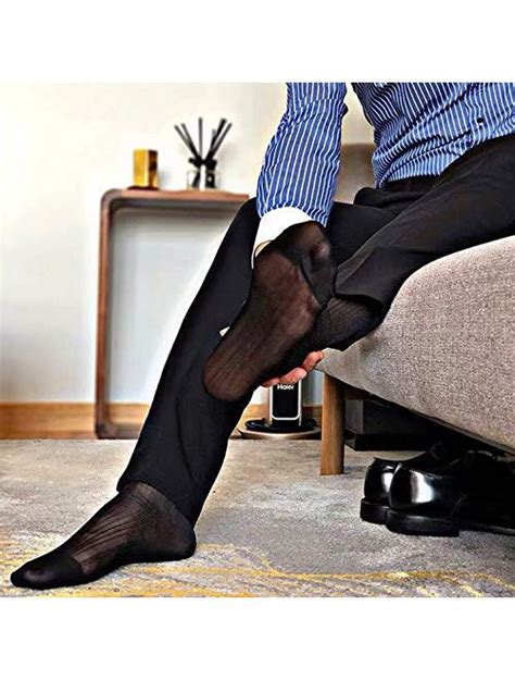 buy  pairs mens ultra thin dress socks silk sheer business socks soft