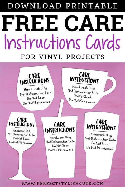 care instruction  printable tumbler care cards printable word