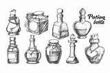 Potion Drawing Bottle Potions Poison Magical Colouring Jars Creativemarket sketch template