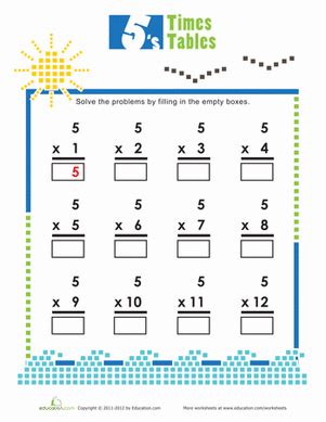 times tables  worksheet educationcom