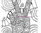 Coloring Hippie Peace Adult Colouring Printable Bookmarks Stars sketch template