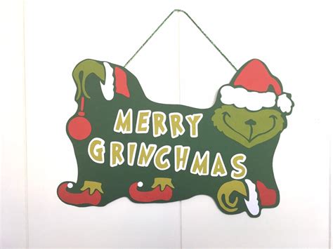 grinch sign merry grinchmas sign grinch decor wall etsy