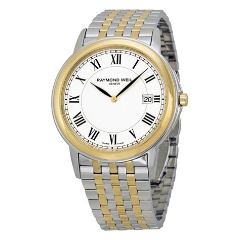 raymond weil tradition white dial  tone mens   stp