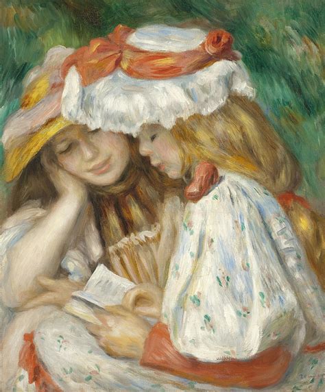 girls reading painting  pierre auguste renoir
