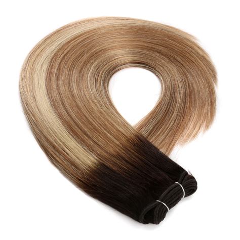 remy human hair straight balayage hair weftdip dyed color brazilian hair extensions highlighted