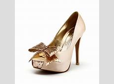 Wedding Heels, Champagne Gold Wedding Shoes with Glitter, Gold