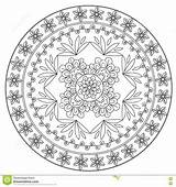 Mandala Ethnic Coloring Flower Vector Preview sketch template