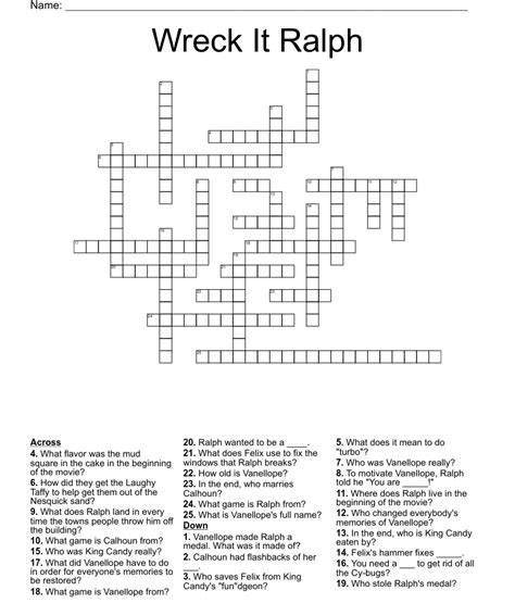 wreck  ralph crossword wordmint