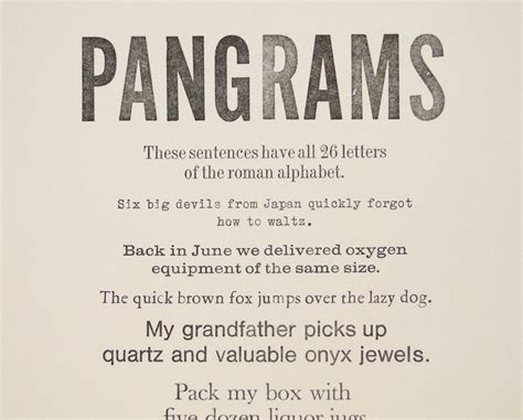 Pangrams Sentences That Use Every Letter In The Alphabet