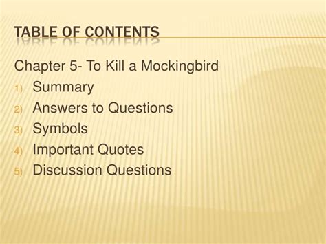 To Kill A Mockingbird Chapter 5