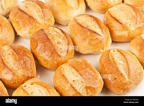 plenty  fresh german bread rolls  white background   german