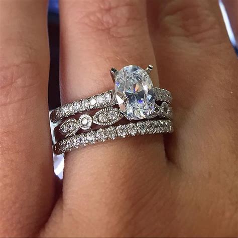 Top 10 Ring Stacks Of 2015 Raymond Lee Jewelers Wedding Rings Oval