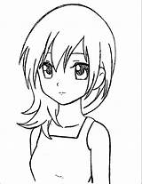 Head Anime Outline Girl Coloring Template Drawing Manga Sketch sketch template