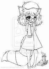 Girl Pages Yampuff Body Nerd Coloring Chibi Anime Lineart Deviantart Template Cute Raccoon Drawing sketch template