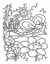 Spring Coloring Time Pages Kids sketch template