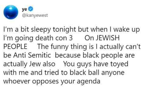 kanye west tweets shalom after ban over anti semitic remarks