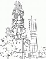 Coloring Pages Germany York Berlin Color Castle Neuschwanstein Wilhelm Skyline Kaiser Drawing Famous Tower Places Church Sketch Mets Printable Books sketch template