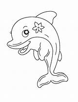 Dolphin Coloring Pages Flower Printable Dolphins Kids Lovely Categories sketch template