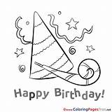 Birthday Hat Party Happy Coloring Colouring Kids Pages Sheet Popular sketch template