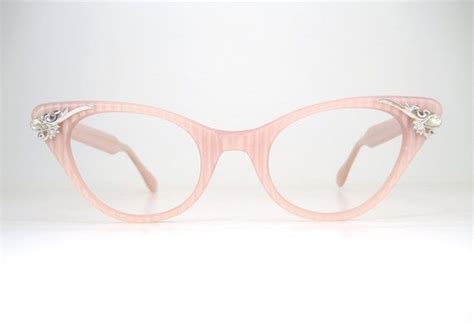 vintage 1950s pink cats eye eyeglasses sunglasses frame never etsy