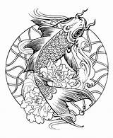 Fish Mandala Carp Coloring Mandalas Adult Giant Simple Pages sketch template