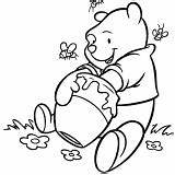 Coloring Pooh Honey Bear Pages Jar Digging Delicious Eat Baby sketch template