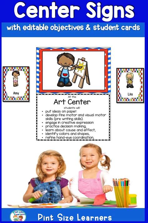 center signs  objectives editable   school decor center