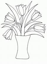 Vase Coloring Drawing Flowers Flower Printable Pages Kids Colouring Clipart Template Roses Adult Bouquet Tulips Alamo Caterpillar Comments Decor Coloringhome sketch template