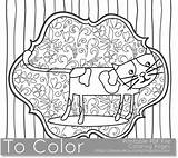 Coloring Whimsical Cat Printable sketch template