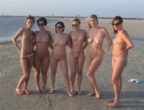 Six Boobs Group Beach A Girlfriends Nude Beach Image