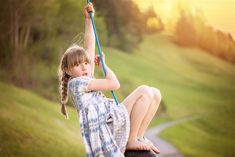 girl  playing   swing   nature  image