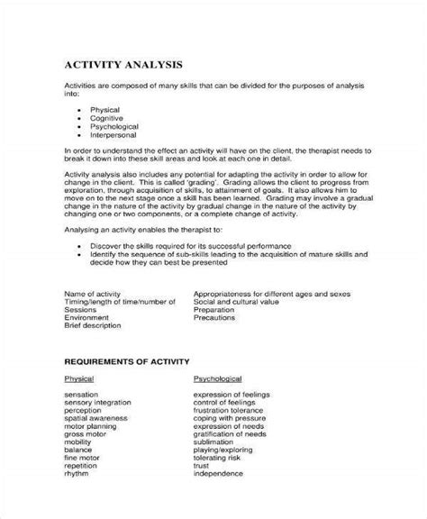 activity analysis templates