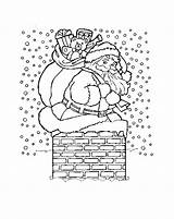 Santa Fireplace Color Claus Coming Down Coloring sketch template