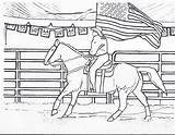Coloring Pages Horse Rodeo Riding Flag Girl Cowgirl Color Horses Kids Printable Barrel Racing Printables Rocks American Horseback Sheets Cowboy sketch template