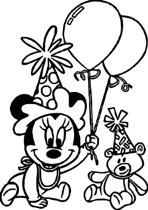 baby minnie mouse birthday party coloring page birthday coloring
