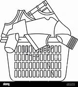 Laundry Basket Clothes Silhouette Monochrome Heap Alamy Shopping Cart sketch template