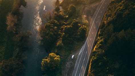 wallpaper drone road photo aerial view sunlight