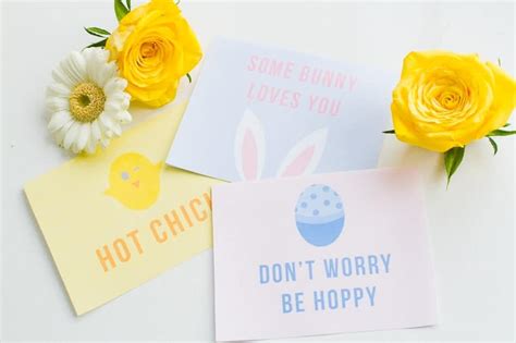 printable easter cards  puns bunny design chick design