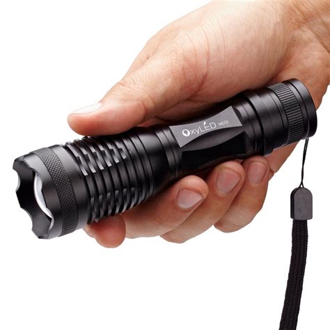 oxyled handheld zoomable  lumen bright led flashlight torch rechargeable tactical flash