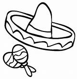 Sombrero Sombreros Mexicain Chapeau Maracas Mexica Clipartmag Plantilla sketch template