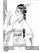 Indian American Girl Coloring Deviantart Pages Tribal Princess First Traditional Print Cartoon Drawings sketch template