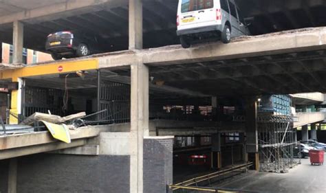 nottingham car park collapse sees cars dangling  ft  edge uk news expresscouk