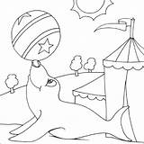 Circus Seal Colouring Pages Coloring Printable Ball Print sketch template