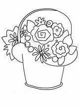 May Coloring Basket Flower Clipart Bouquet Pages Flowers Printable Mothers Color Sheets Print Things Clip Cliparts Colouring Baskets Colour Clipground sketch template