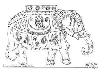 indian elephant colouring page outline drawings   fill