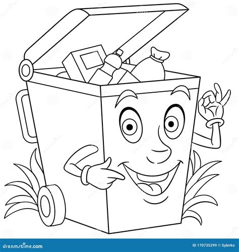 coloring page  trash  stock vector illustration